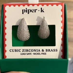 Piper K Sparkling Silver Teardrop Earrings